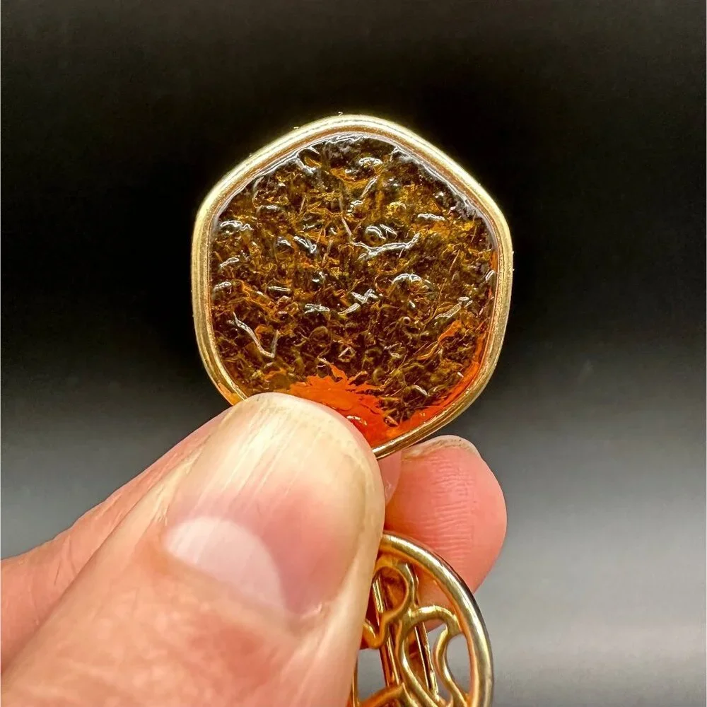 Vintage Clip On Earrings Sarah Coventry Honey Amber Dangle 1970s Retro Gold Tone - Picture 4 of 8